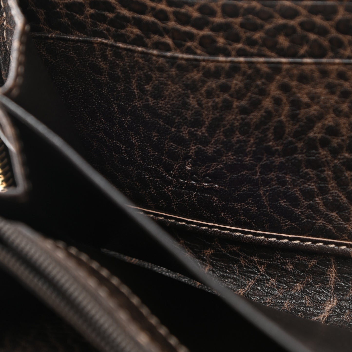Monogram Calfskin Bamboo Tassel Zip Around Wallet Beige Ebony Chocolate