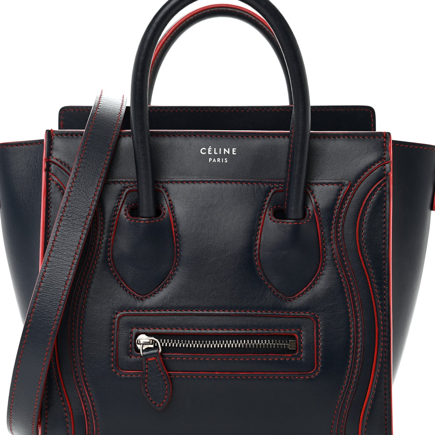 Satin Calfskin Nano Debossed Luggage Navy Blue