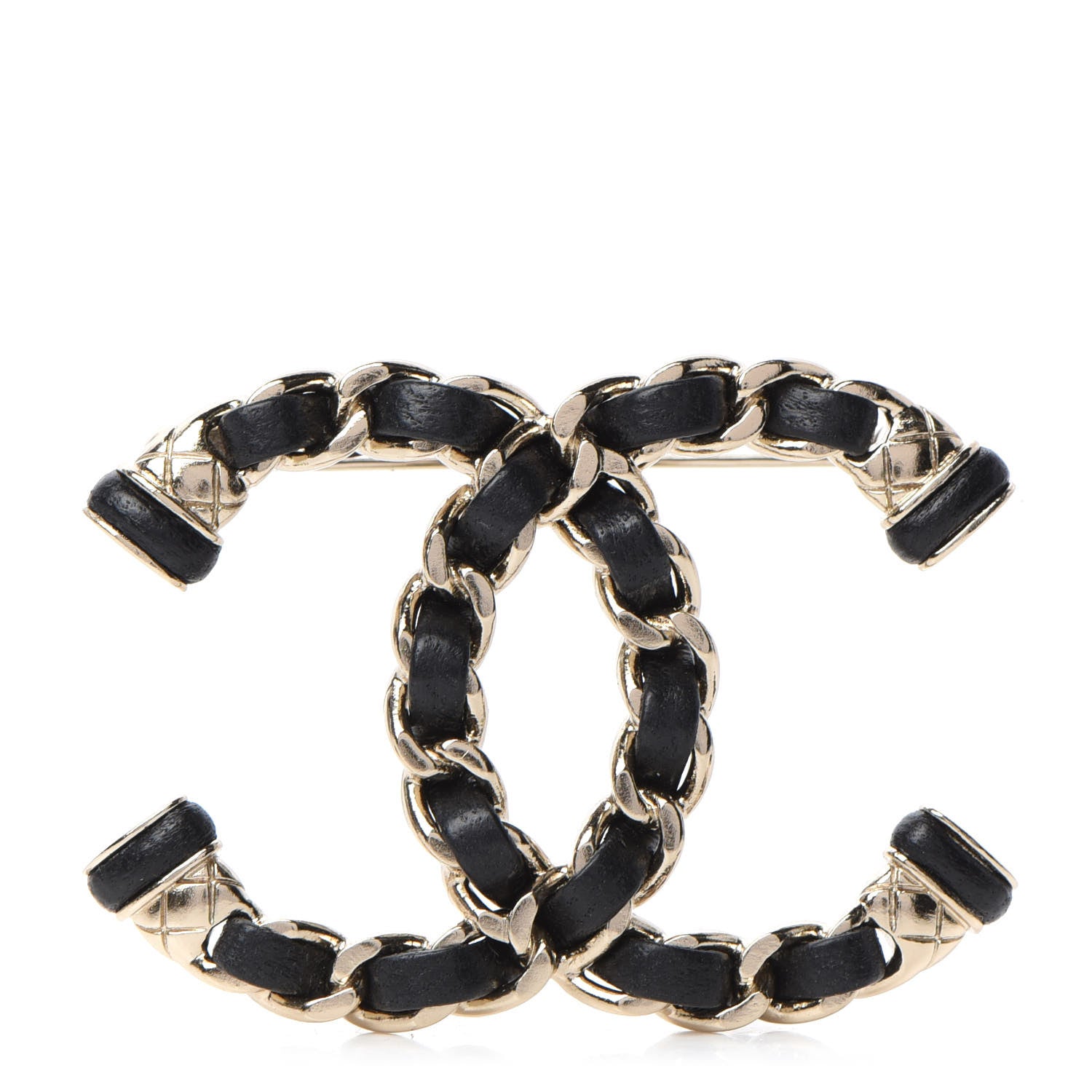 Chanel Lambskin Chain CC Brooch Black Gold 1 of 5