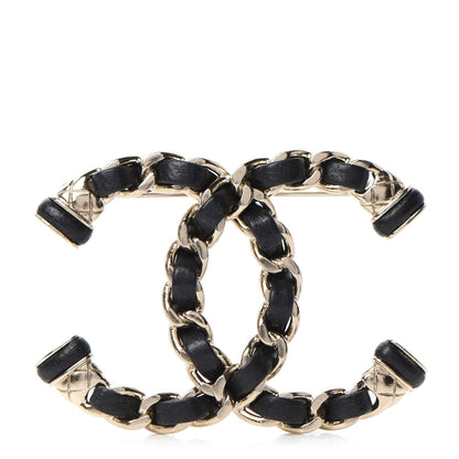 Chanel Lambskin Chain CC Brooch Black Gold 1 of 5