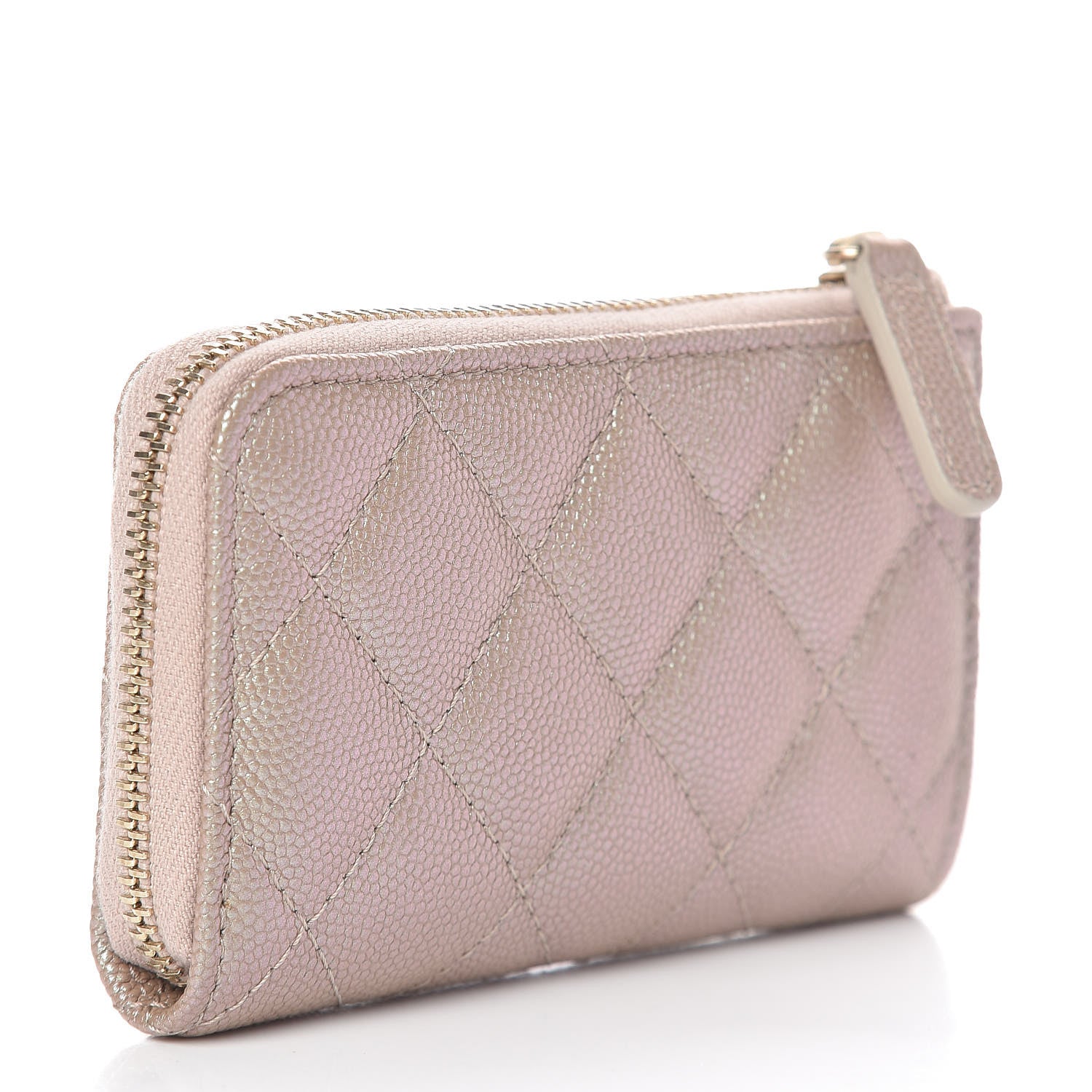 Chanel Iridescent Caviar Quilted Key Holder Case Light Gold 3 of 8