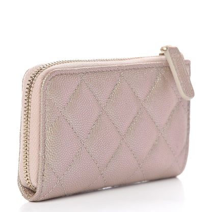Chanel Iridescent Caviar Quilted Key Holder Case Light Gold 3 of 8