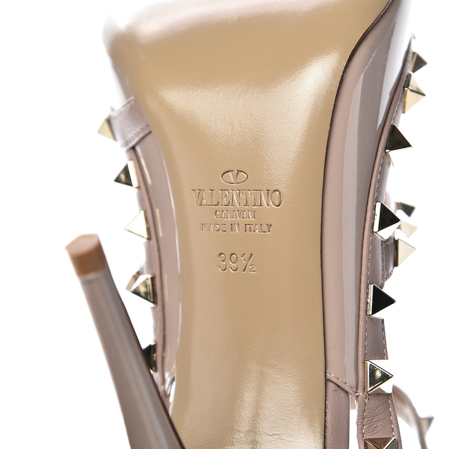 Patent Nappa Rockstud Ankle Strap 100mm Pumps 39.5 Poudre