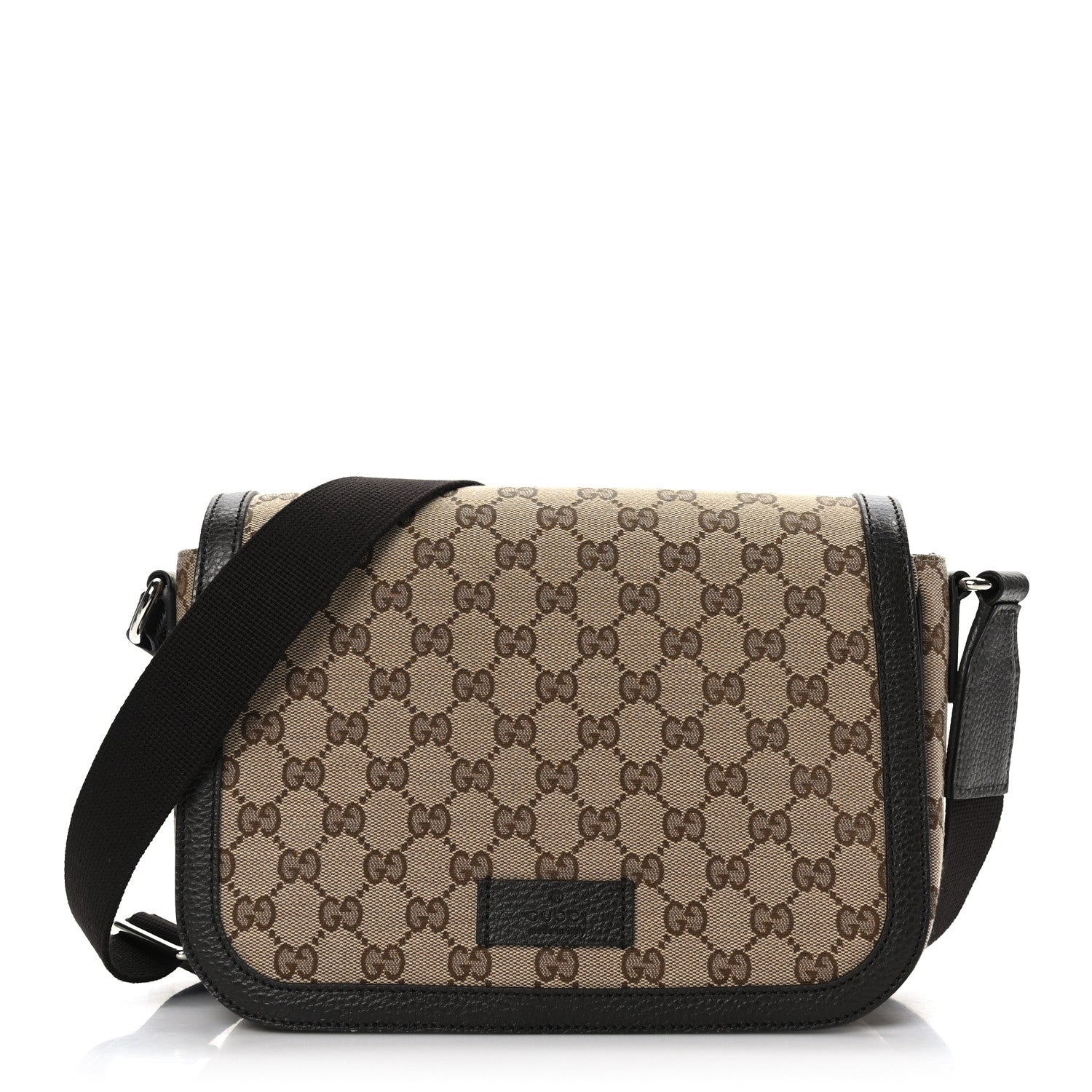 Gucci Monogram Flap Messenger Bag Beige Dark Brown 1 of 9