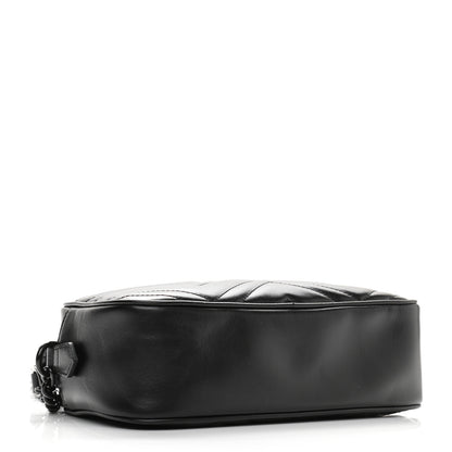 Gucci Calfskin Matelasse Monochrome Small GG Marmont Chain Shoulder Bag Black 3 of 9