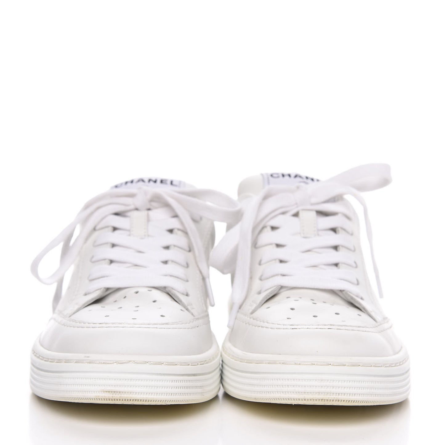 Calfskin Womens Logo Sneakers 36 White