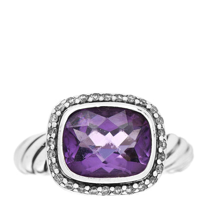 David Yurman Sterling Silver Diamond Amethyst 10mm Noblesse Ring 52 6 1 of 5