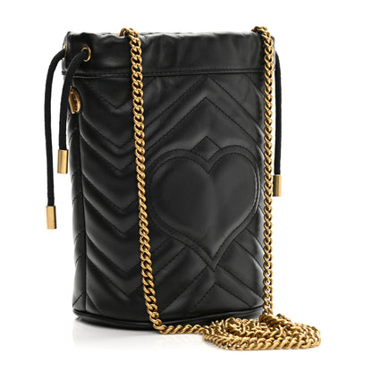 Gucci Calfskin Matelasse Mini GG Marmont 2.0 Bucket Bag Black 3 of 10
