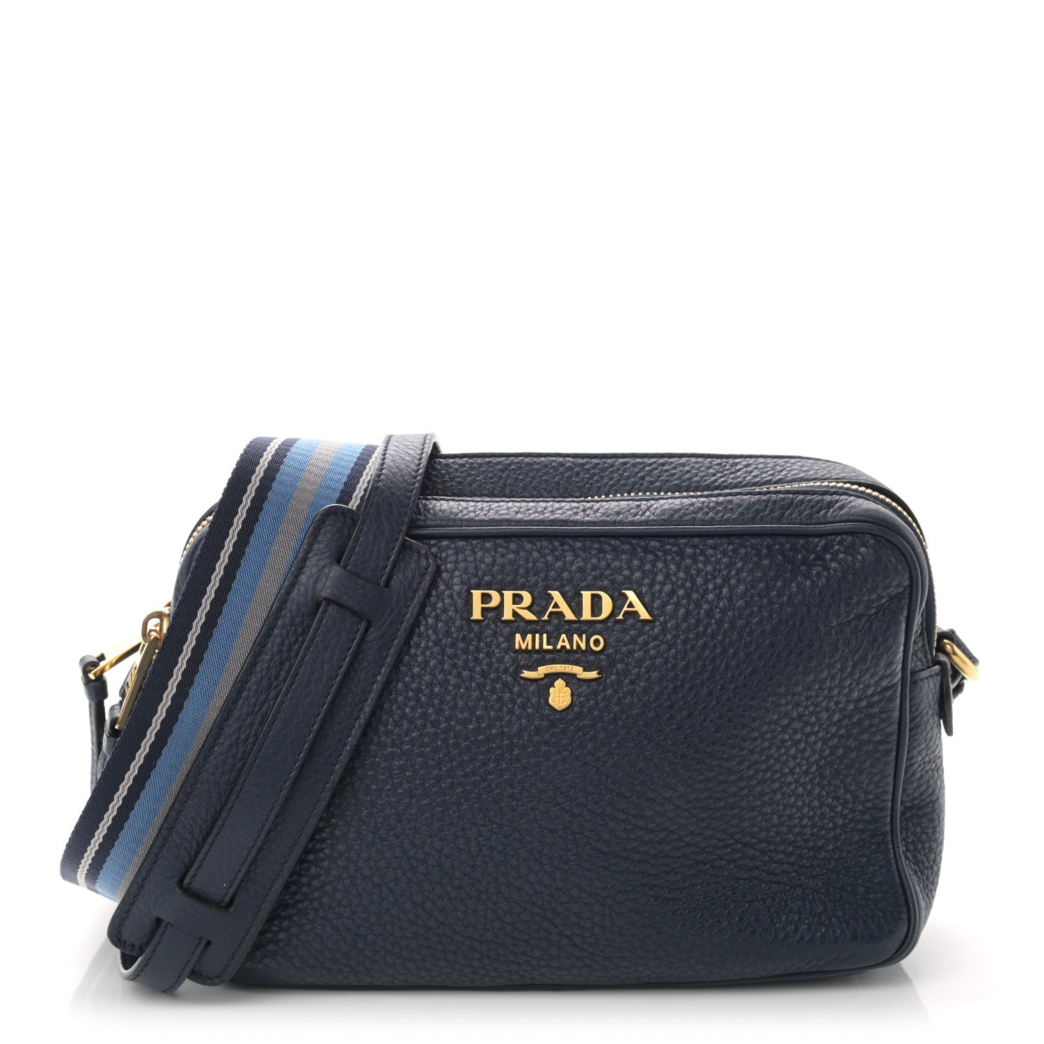 Prada Vitello Daino Medium Double Zip Shoulder Bag Baltico 1 of 12