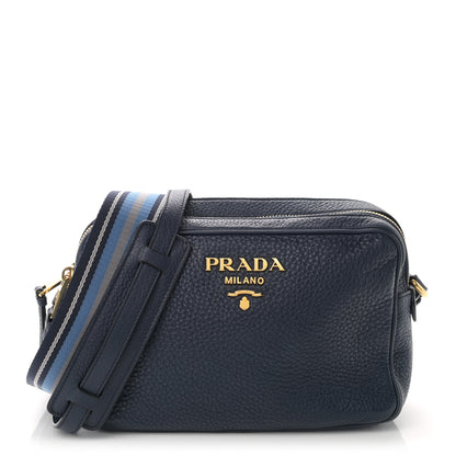 Prada Vitello Daino Medium Double Zip Shoulder Bag Baltico 1 of 12