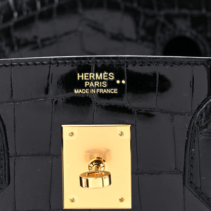 Hermes Shiny Niloticus Crocodile Birkin 30 Black 6 of 12