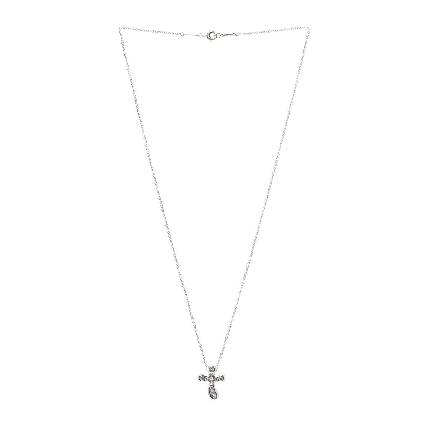 Platinum Diamond 16mm Elsa Peretti Cross Pendant Necklace