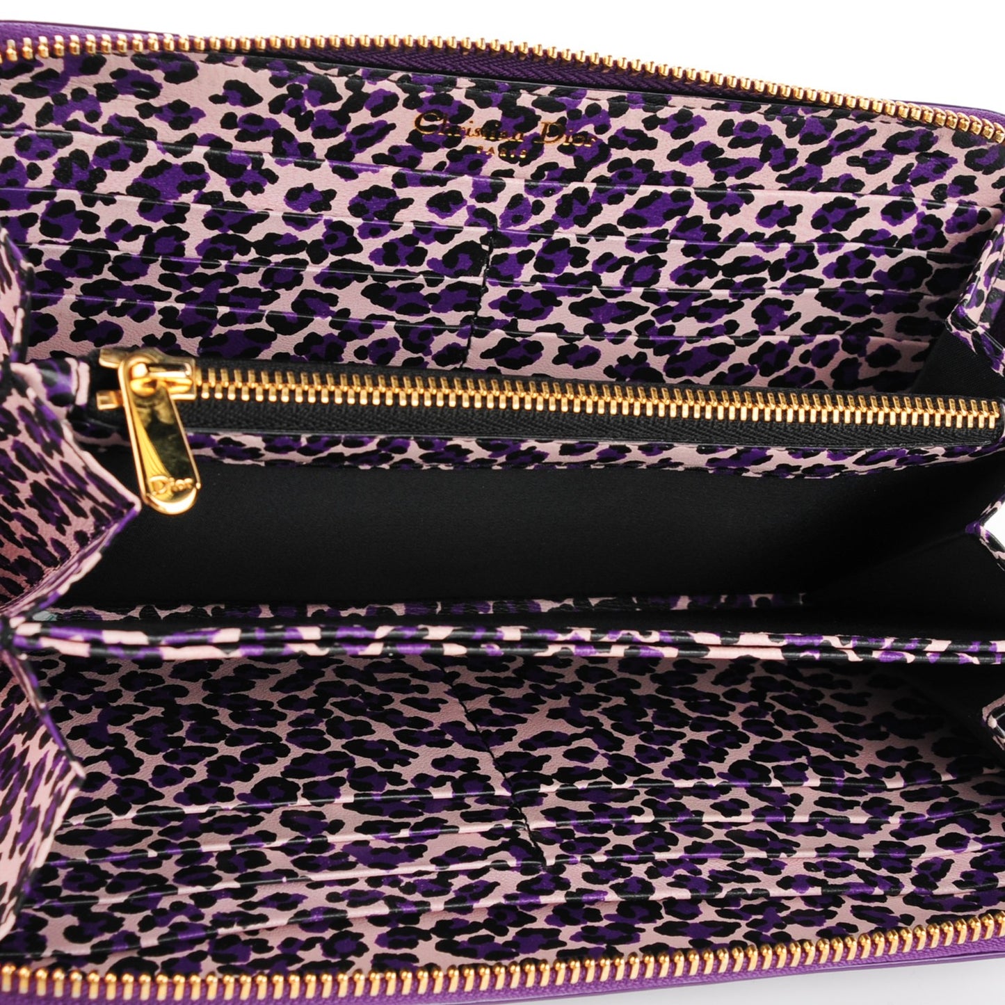 Patent Ultimate Voyageur Zip Around Wallet Purple Leopard
