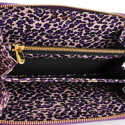 Christian Dior Patent Ultimate Voyageur Zip Around Wallet Purple Leopard 5 of 7