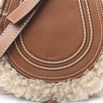 Chloe Small Grain Shiny Calfskin Shearling Small Marcie Round Crossbody Bag Caramel 8 of 8