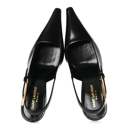 Saint Laurent Vitello Marilyn Lee 75 Slingback Pumps 38.5 Black 2 of 13