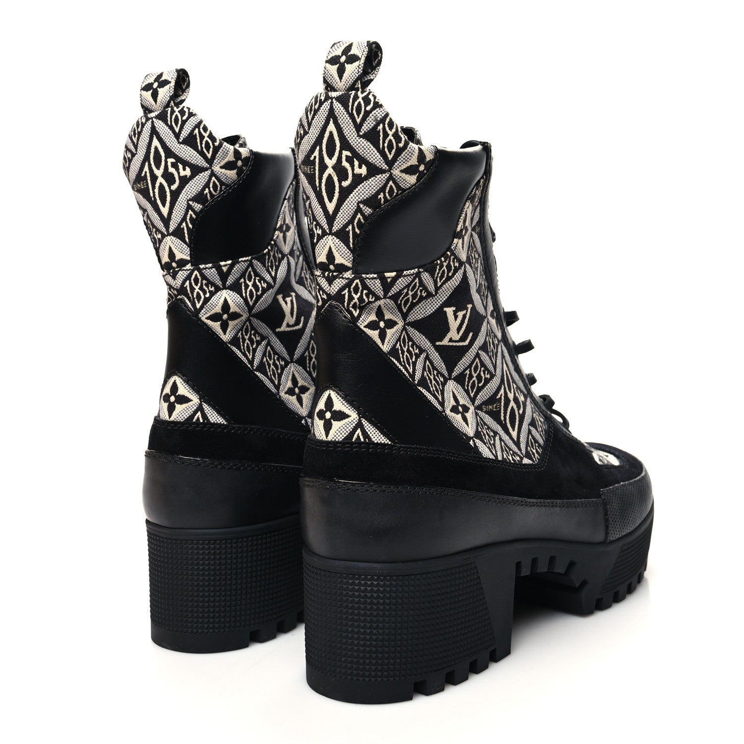 Louis Vuitton Suede Calfskin Jacquard Since 1854 Laureate Platform Desert Boots 40 Black 4 of 7