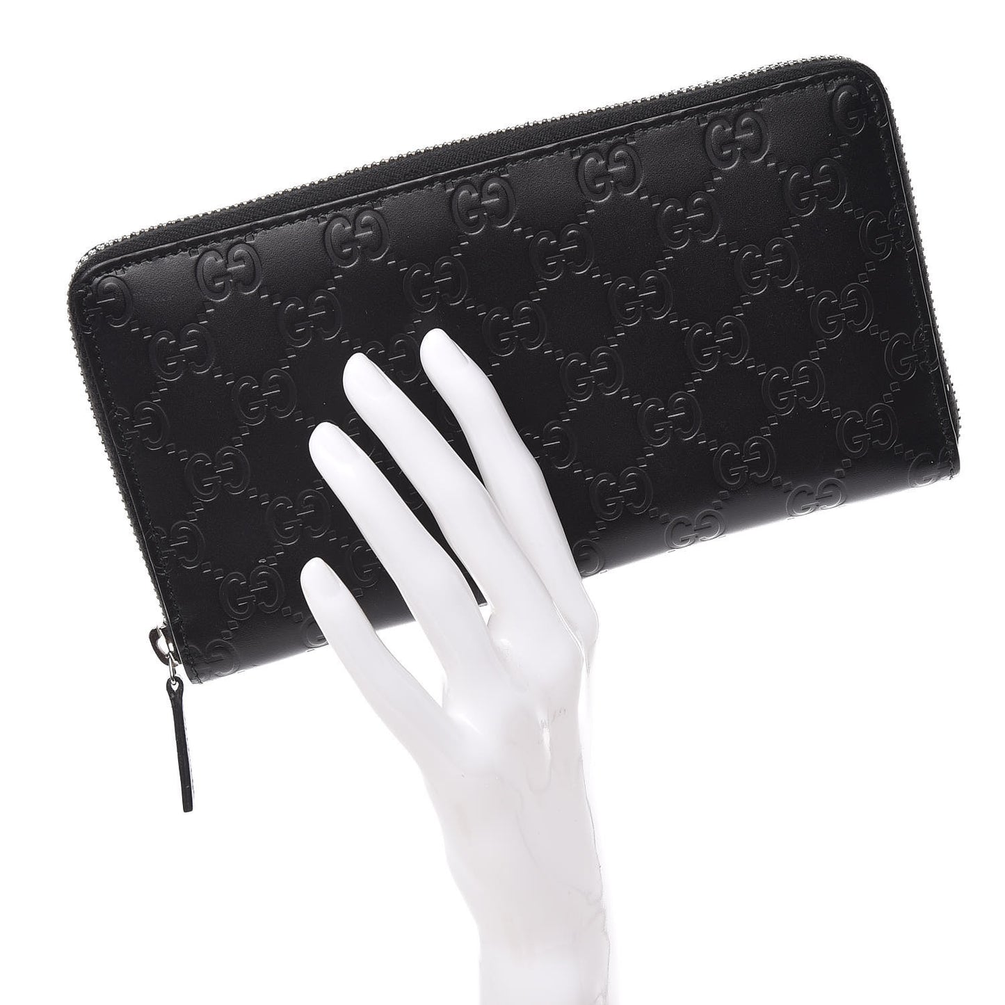 Guccissima Signature Zip Around Organizer Wallet Black