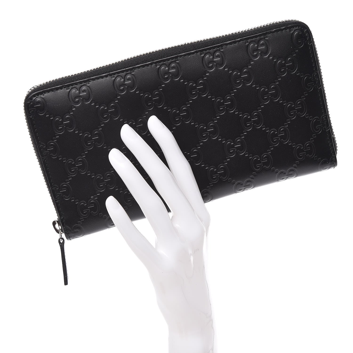 Gucci Guccissima Signature Zip Around Organizer Wallet Black 2 of 11