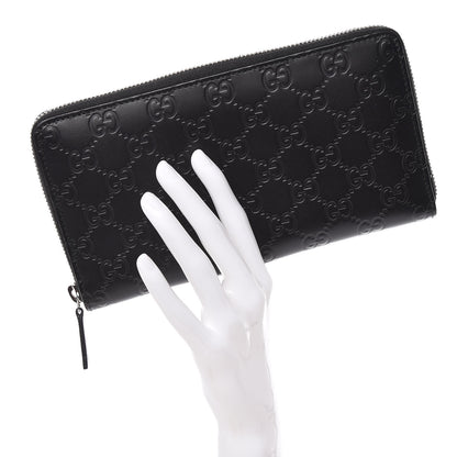 Gucci Guccissima Signature Zip Around Organizer Wallet Black 2 of 11