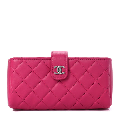 Chanel Lambskin Quilted Mini Phone Holder Clutch Fuchsia 1 of 9