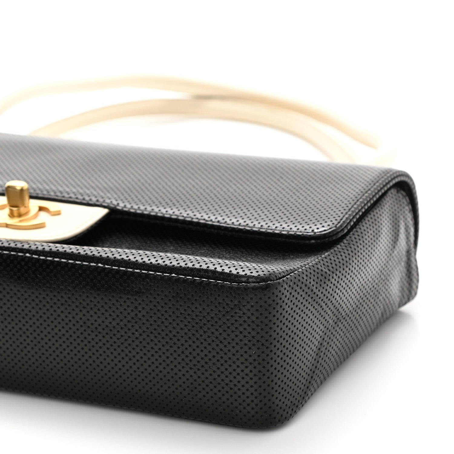 Chanel Lambskin Perforated Medium Single Flap Bag Black White 10 of 11