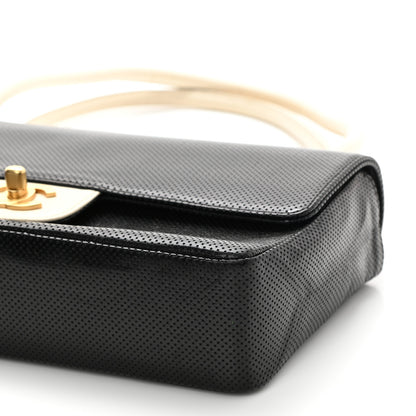 Chanel Lambskin Perforated Medium Single Flap Bag Black White 10 of 11