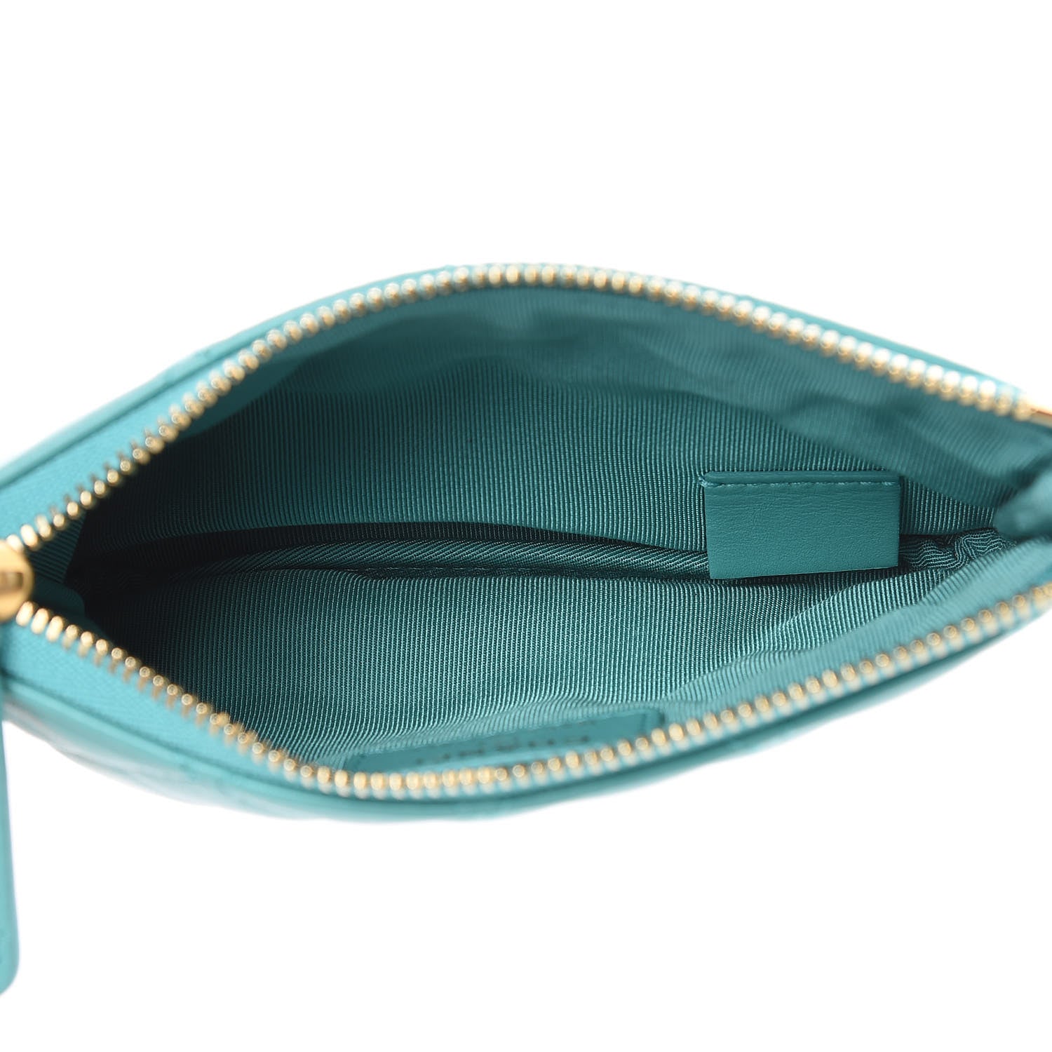 Chanel Lambskin Quilted Small Cosmetic Case Turquoise 5 of 10
