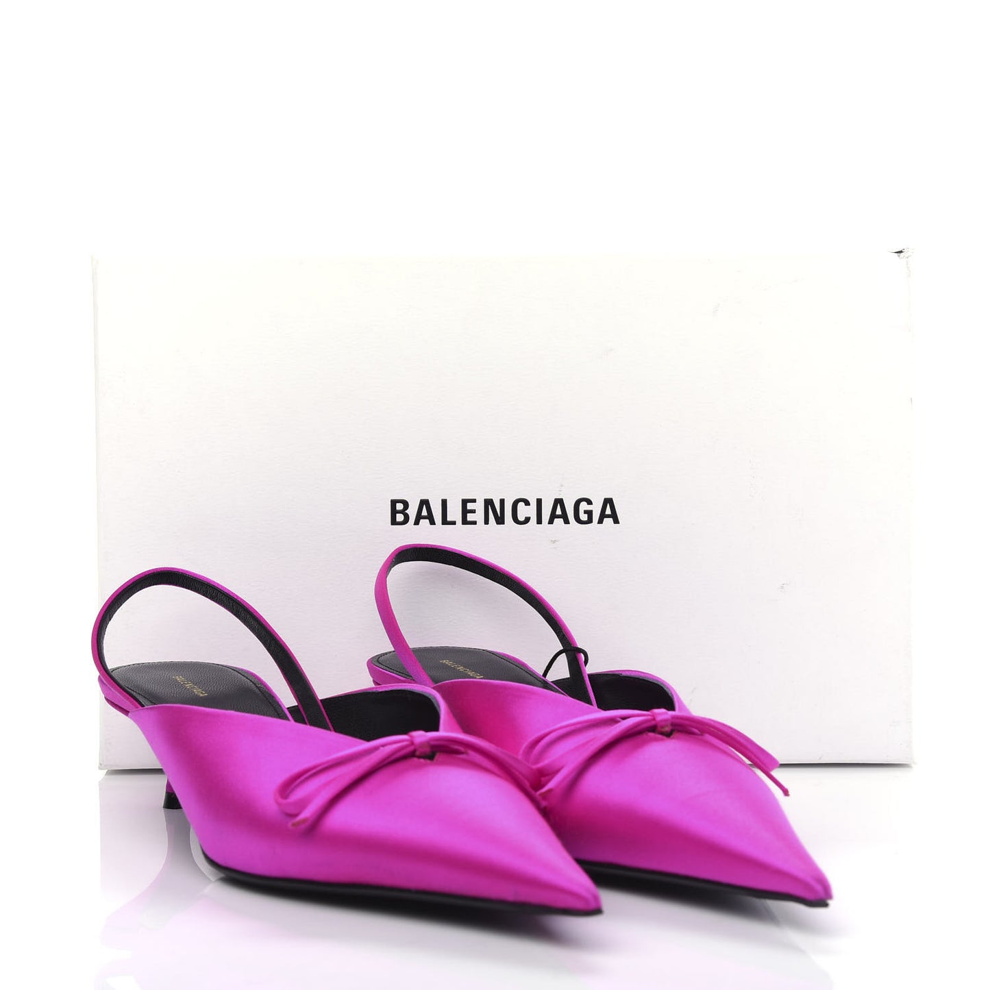 Satin Pointed Toe Knife Slingback 40mm Mules 41 Rose Fuchsia