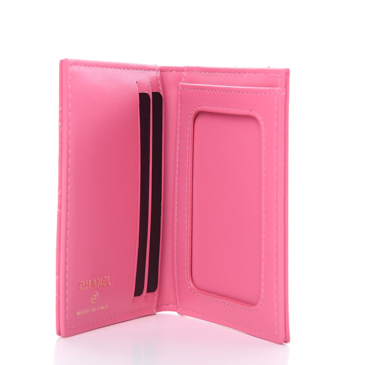 Caviar Quilted Card Holder Wallet Pink