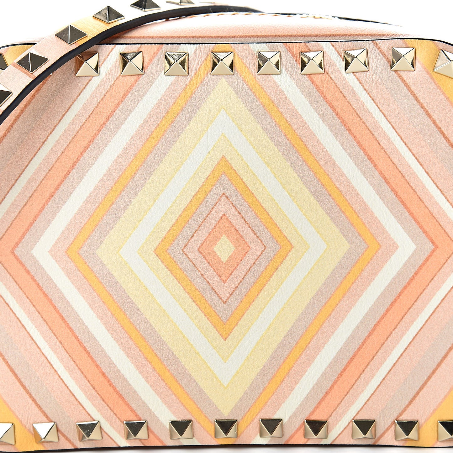 Vitello Native Couture 1975 Rockstud Camera Crossbody Bag Orange Multicolor