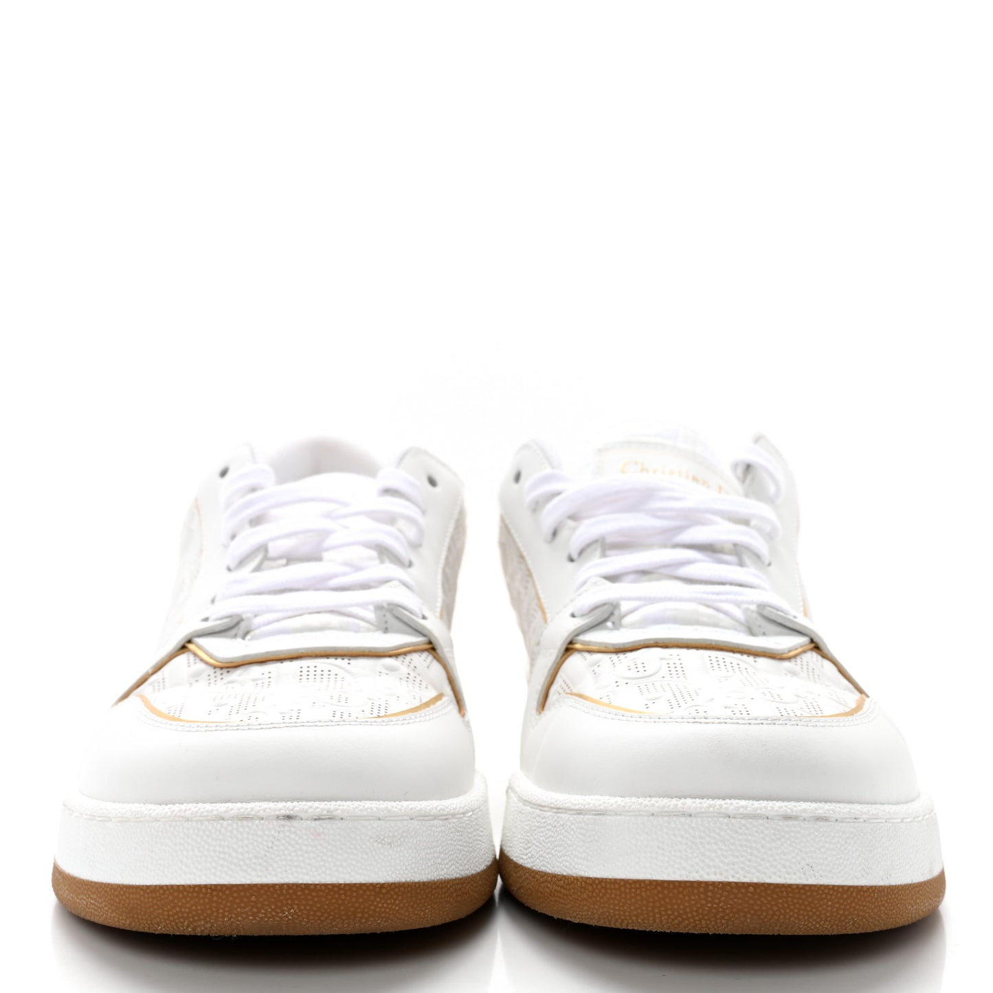 Calfskin Oblique Laser Perforated Dior One Low Sneakers 39.5 Off White Gold