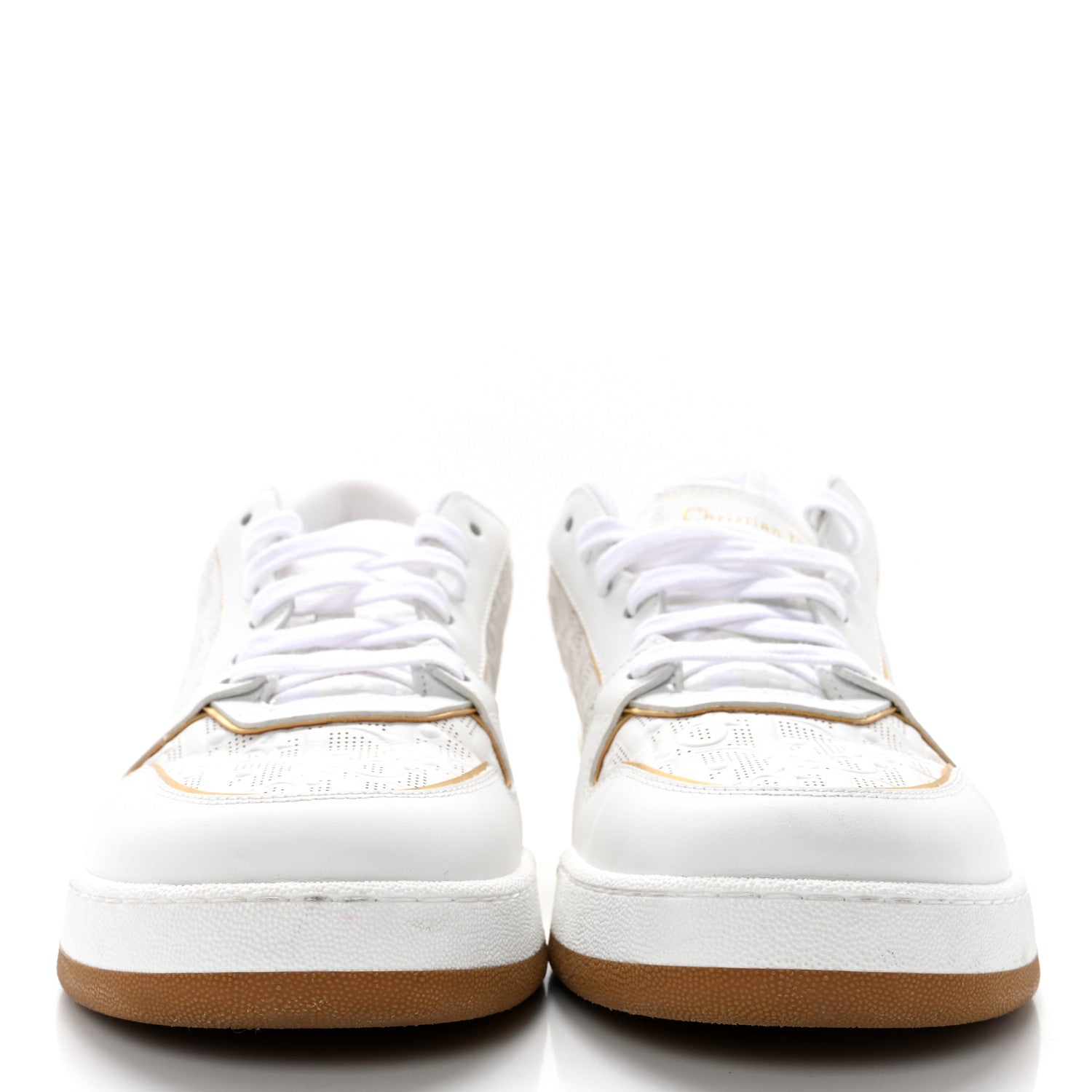 Christian Dior Calfskin Oblique Laser Perforated Dior One Low Sneakers 39.5 Off White Gold 2 of 15