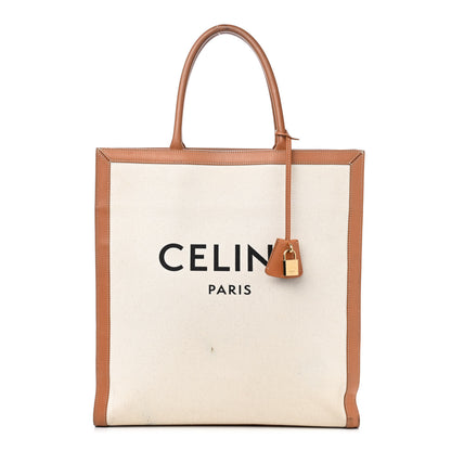Celine Canvas Calfskin Vertical Cabas Natural Tan 1 of 12