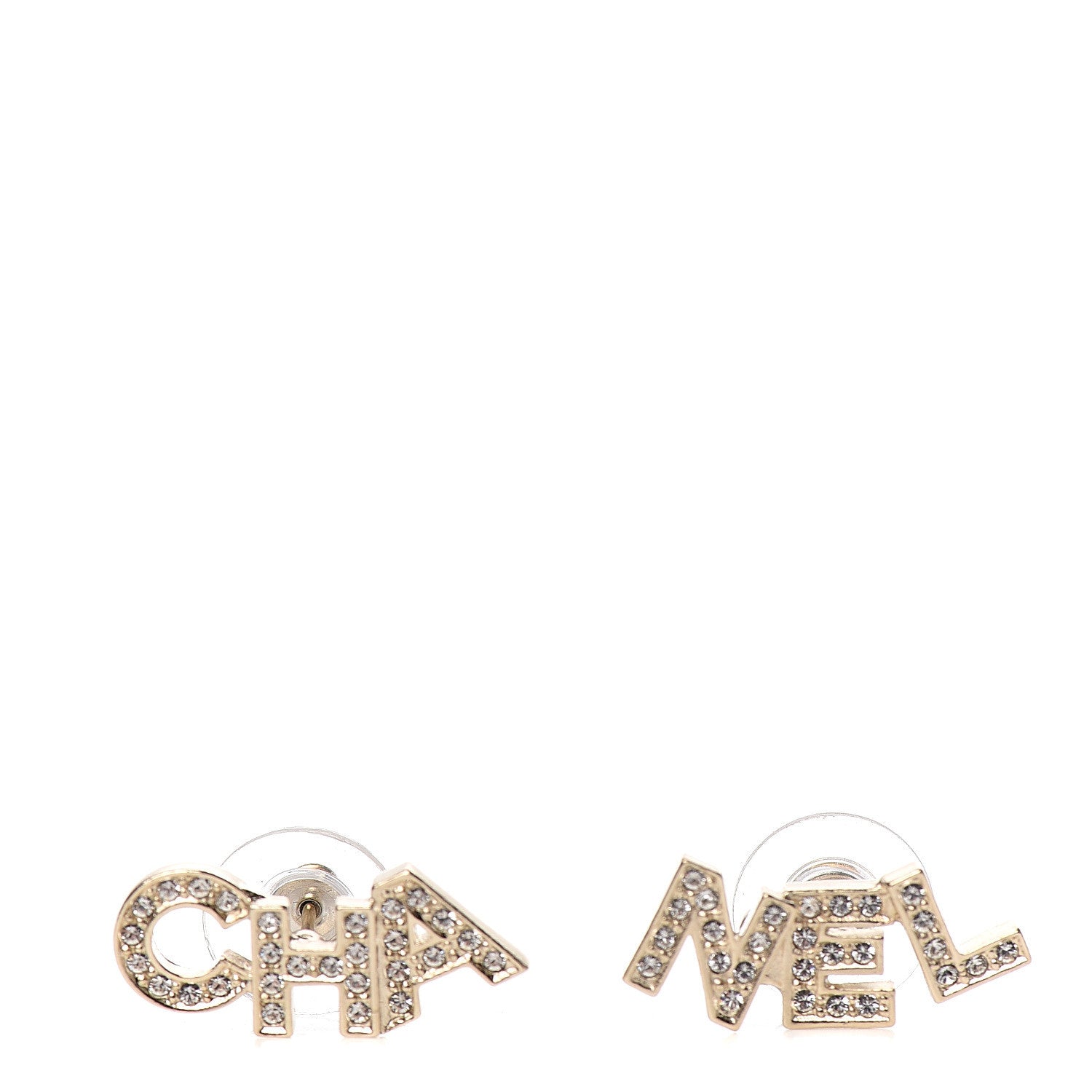 Chanel Crystal Pearl Signature Stud Earrings Gold 1 of 5