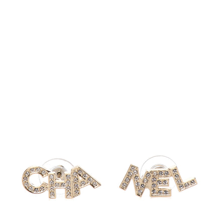 Chanel Crystal Pearl Signature Stud Earrings Gold 1 of 5