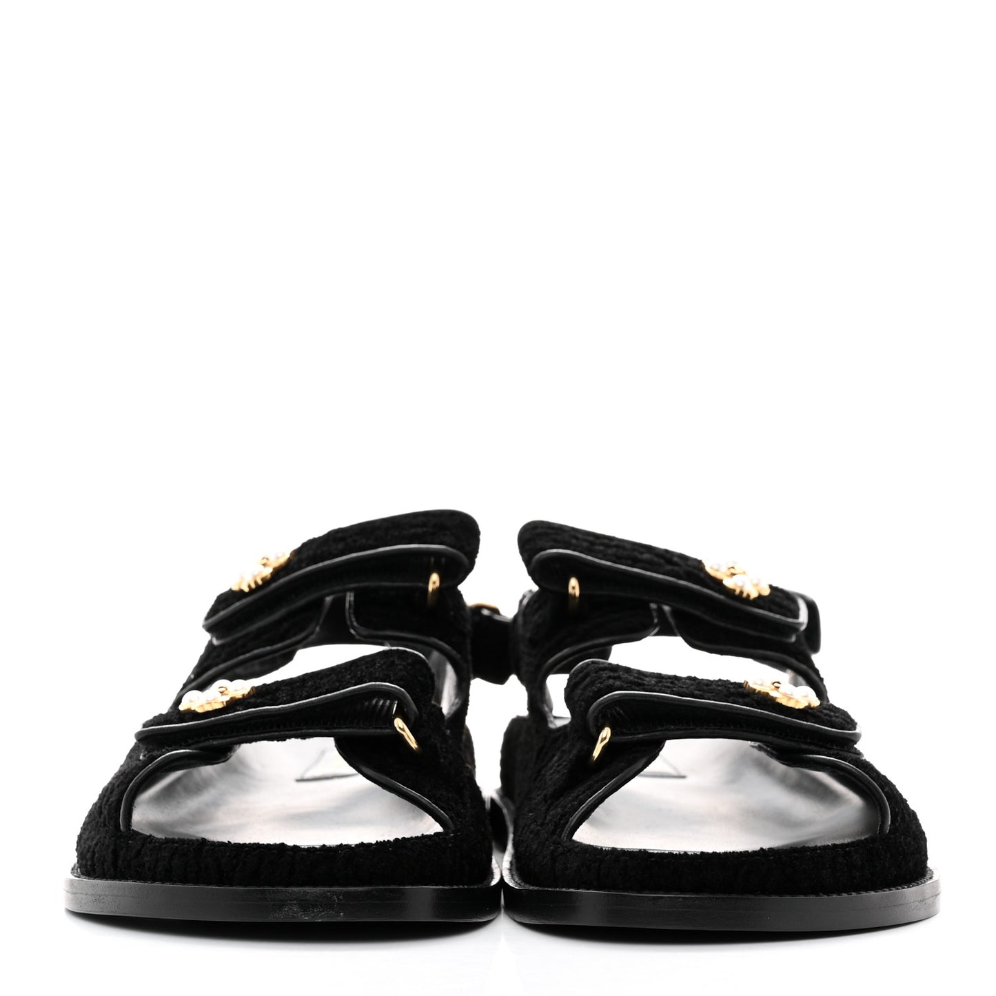 Tweed Velcro Dad Sandals 40 Black