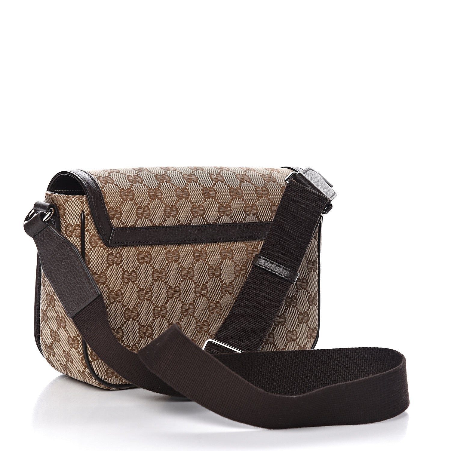 Gucci Monogram Flap Messenger Bag Beige Dark Brown 3 of 10