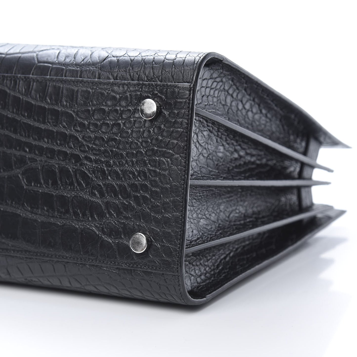 Calfskin Crocodile Embossed Small Sac de Jour Black