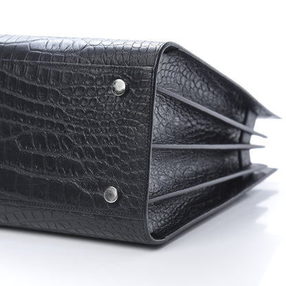 Saint Laurent Calfskin Crocodile Embossed Small Sac de Jour Black 10 of 12