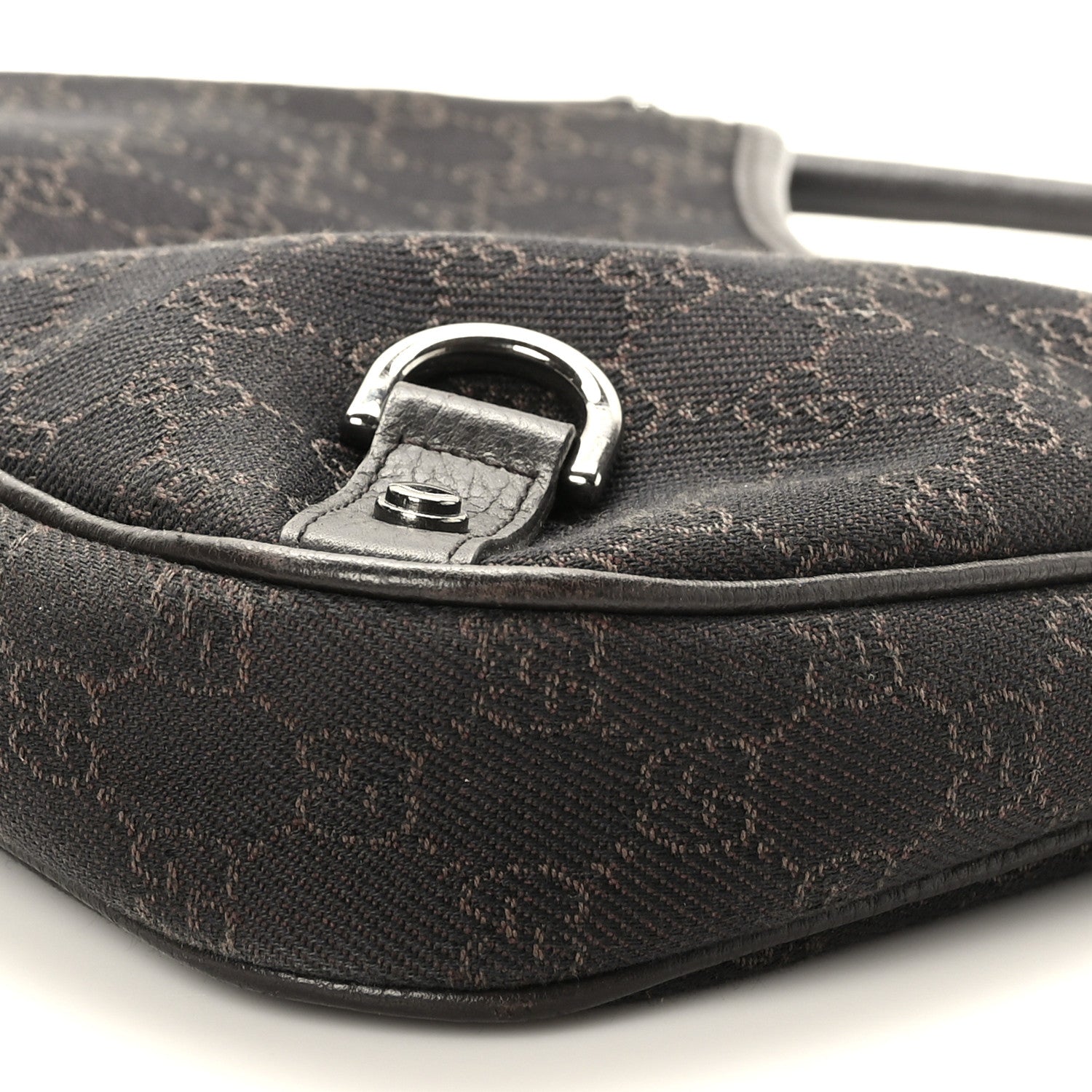 Gucci Denim Monogram Abbey D Ring Hobo Brown 10 of 10