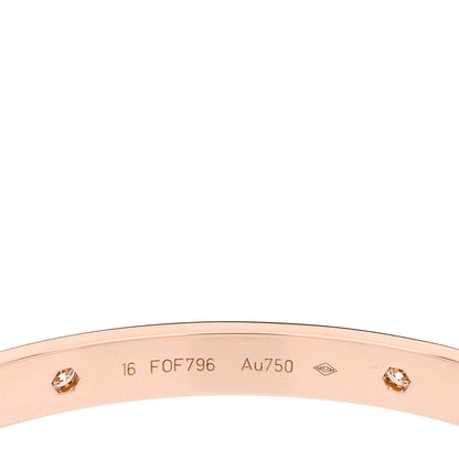 Cartier 18K Pink Gold 4 Diamond LOVE Bracelet 16 5 of 6