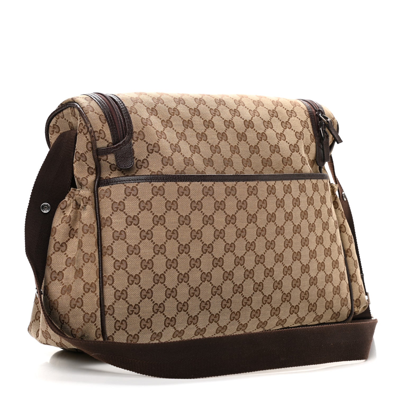 Gucci Monogram Natural Pigskin Large Diaper Bag Beige Ebony Cocoa Dark Chocolate 3 of 12