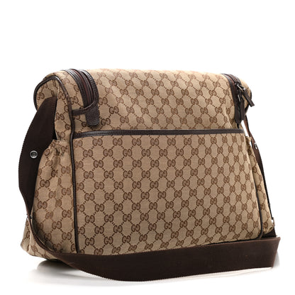Gucci Monogram Natural Pigskin Large Diaper Bag Beige Ebony Cocoa Dark Chocolate 3 of 12
