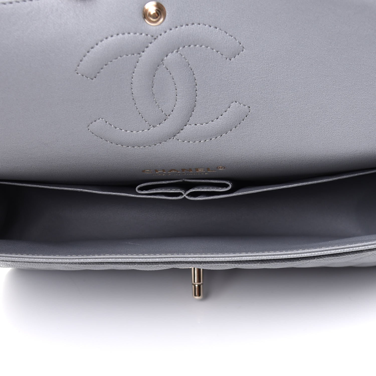 Chanel Caviar Quilted Medium Double Flap Grey 4 of 10