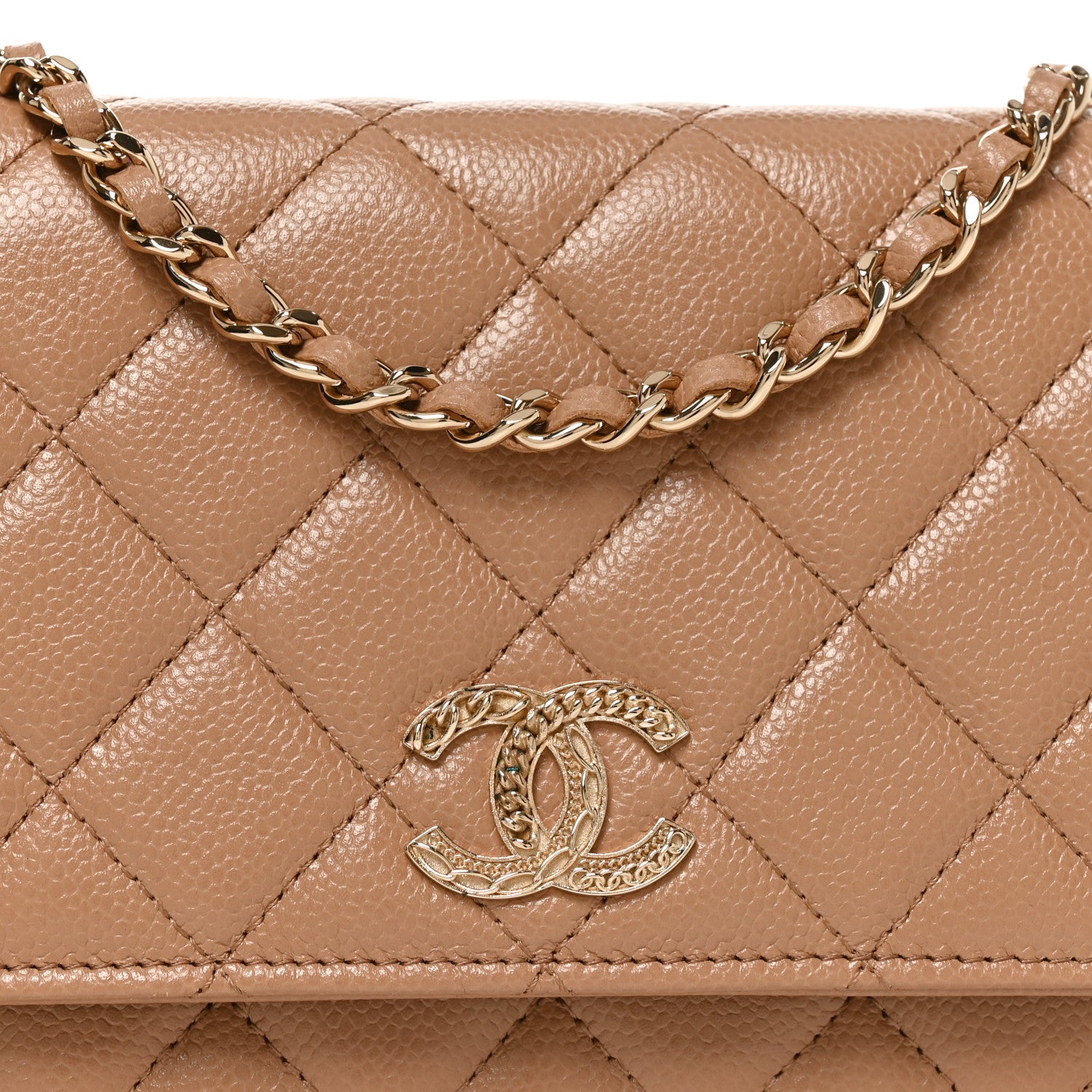 Chanel Caviar Quilted Multi Chain Wallet On Chain WOC Beige 8 of 11
