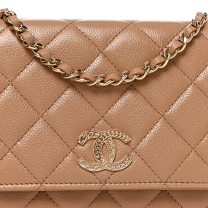 Chanel Caviar Quilted Multi Chain Wallet On Chain WOC Beige 8 of 11