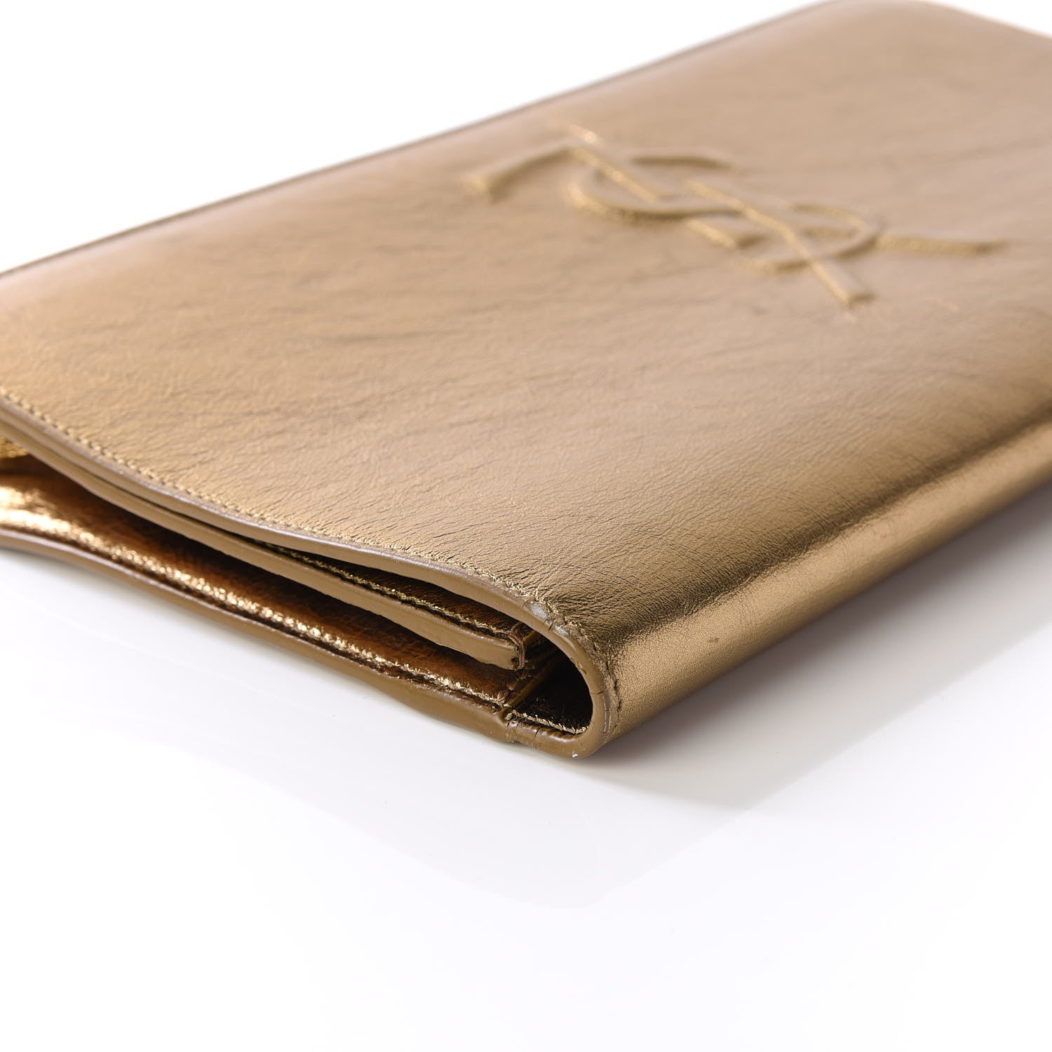 Saint Laurent Metallic Calfskin Monogram Large Belle De Jour Clutch Gold 7 of 12