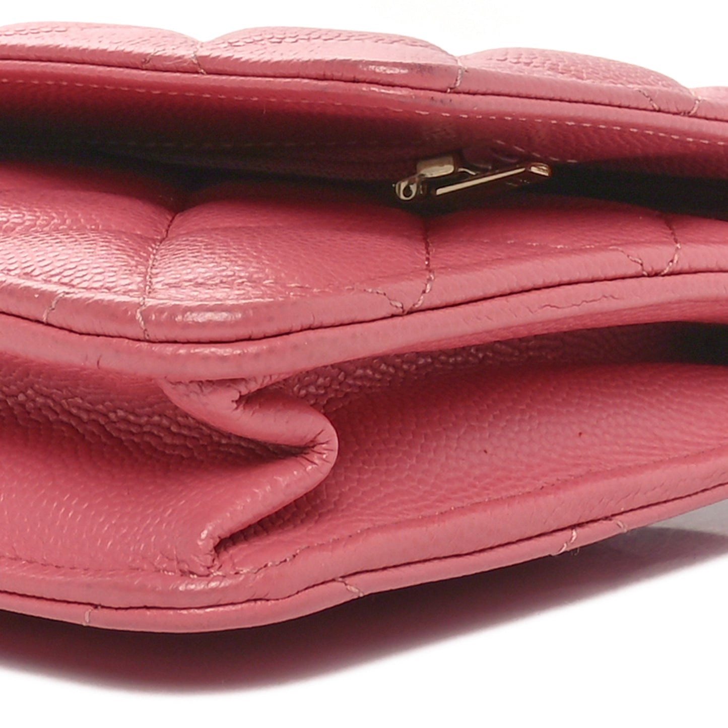 Caviar Quilted Wallet On Chain WOC Dark Pink
