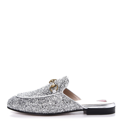Gucci Glitter Womens Princetown Slippers 35.5 Silver 1 of 9